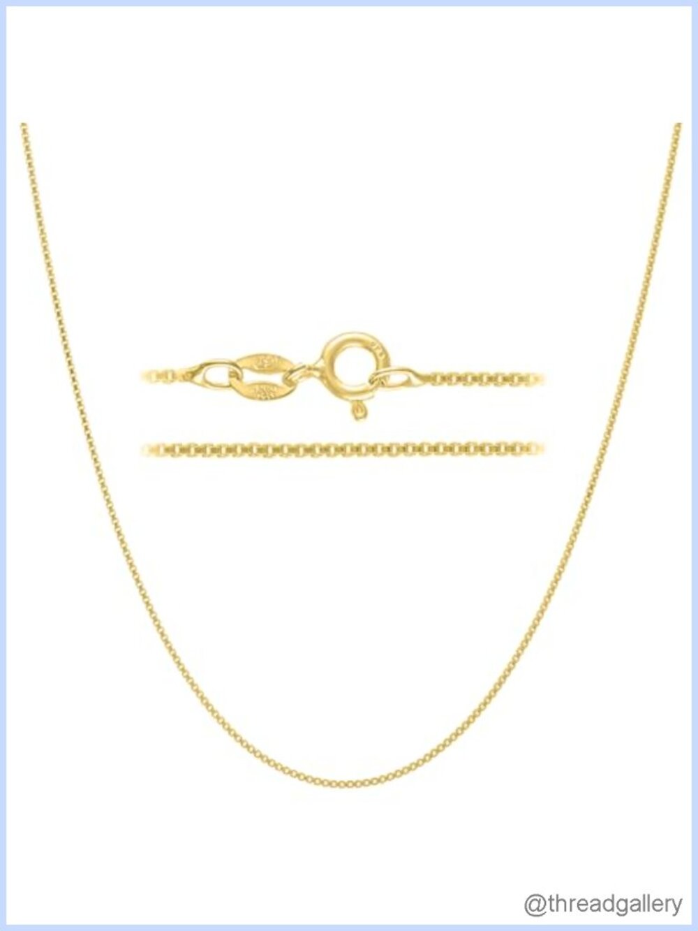 18K Gold Plated Over 925 Sterling Silver 1mm Box Chain Necklace Dainty Layer